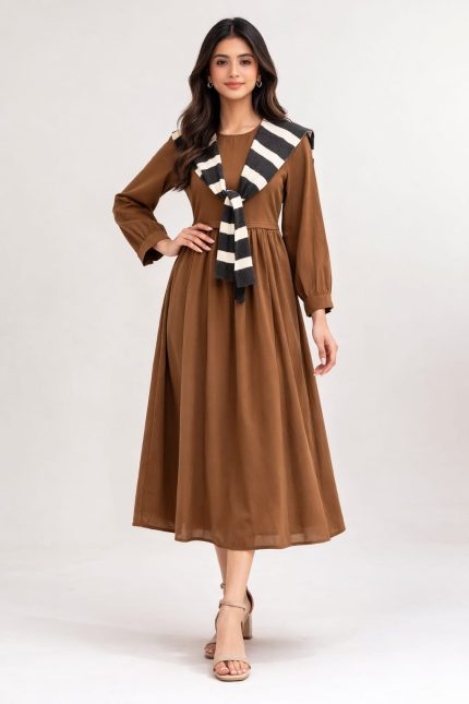 Casual wear imported fabric umbrella plain gown